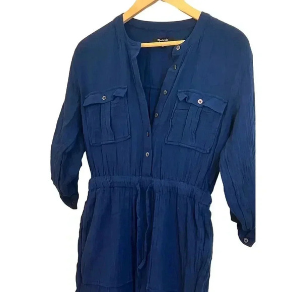 madewell jumpsuit organic 100% cotton coastal blue size 00 - Picture 2 of 10